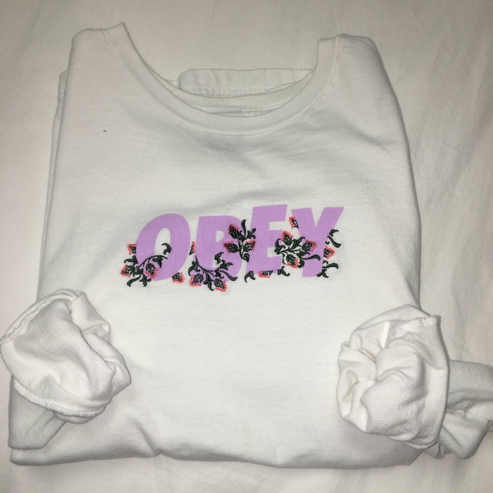 Embroidered Obey Long Sleeve Tee